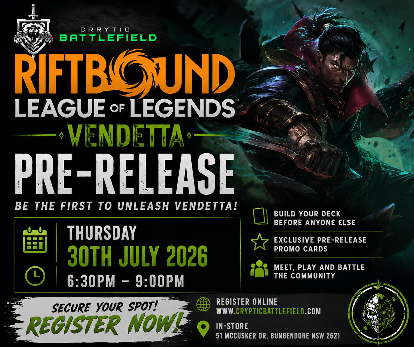 RiftBound : Vendetta pre release Event Thursday 30th July